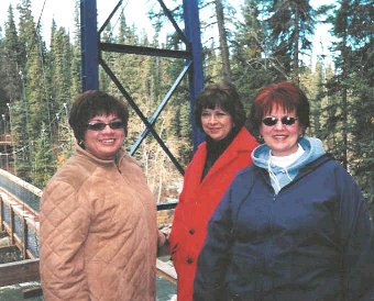 Lee-Ann and Judy Doucette with Terry Jones at Pisew Falls